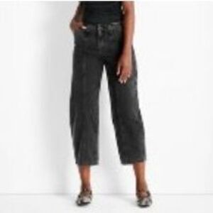 Future Collective Womens Black Mid Rise Barrel Leg Jeans Size 2